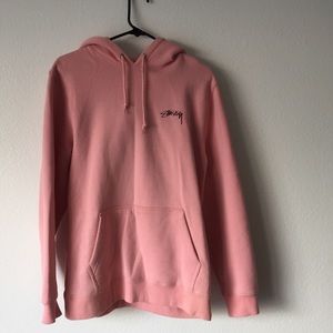 Pink stussy basic logo hoodie